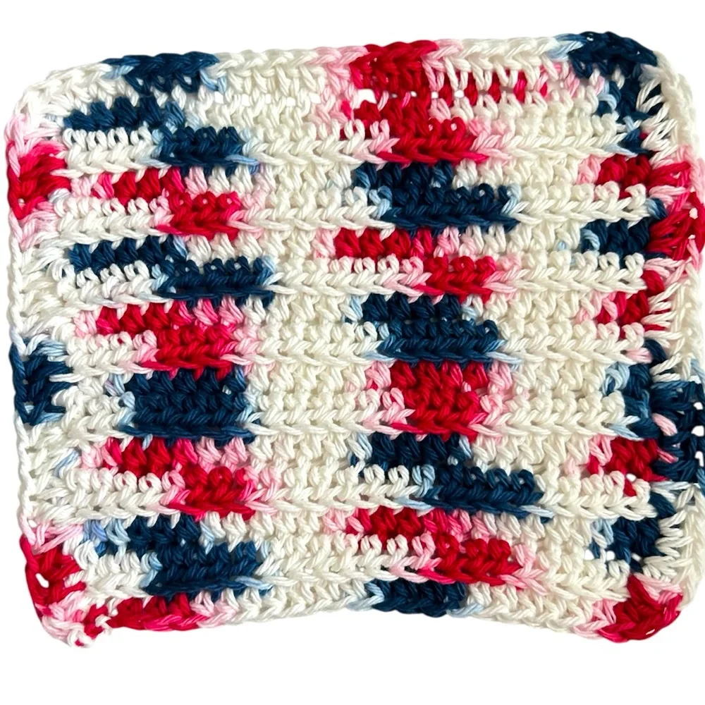 Hand Crafted Colorful Americana 100% Cotton All Purpose Dish or Wash Cloths